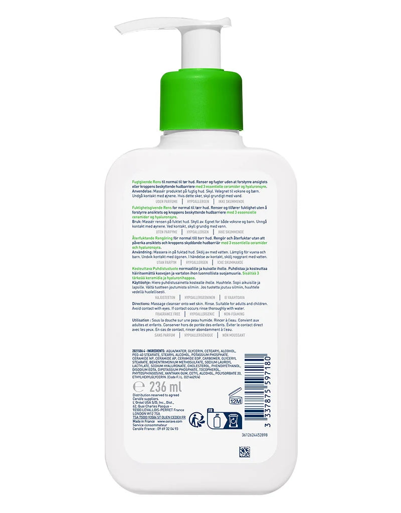 CeraVe Hydrating Cleanser 236 ml back label