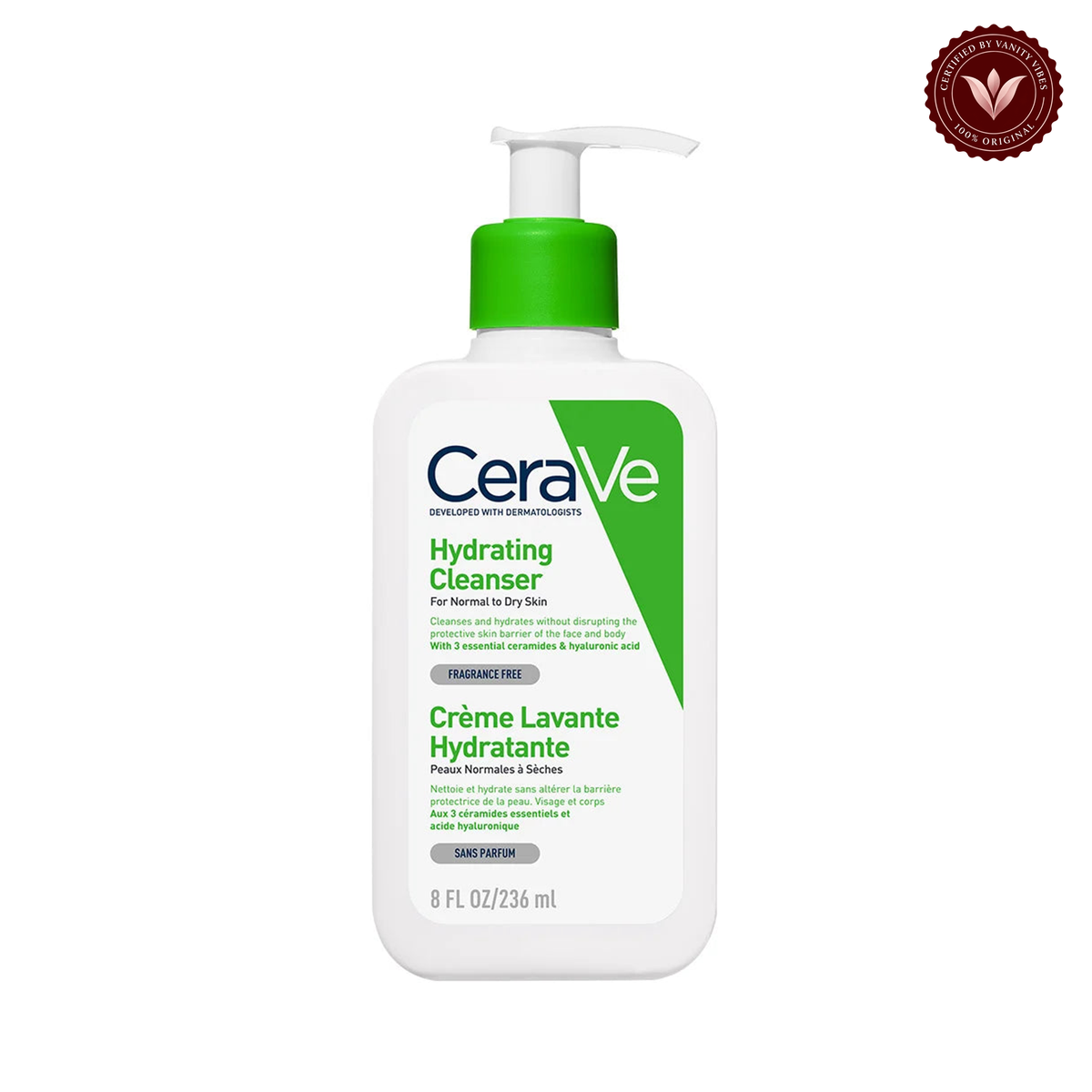 CeraVe Hydrating Cleanser 236 ml front with Vanity Vibes badge