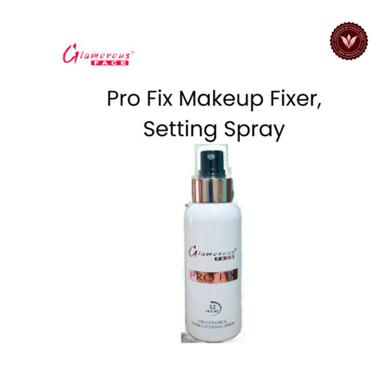 Glamorous Face Pro Fix Makeup Fixer, Setting Spray white-background product image with Vanity Vibes badge