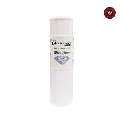 Glamorous Face Talcum Powder Large (White Diamond) white-background product image with Vanity Vibes badge
