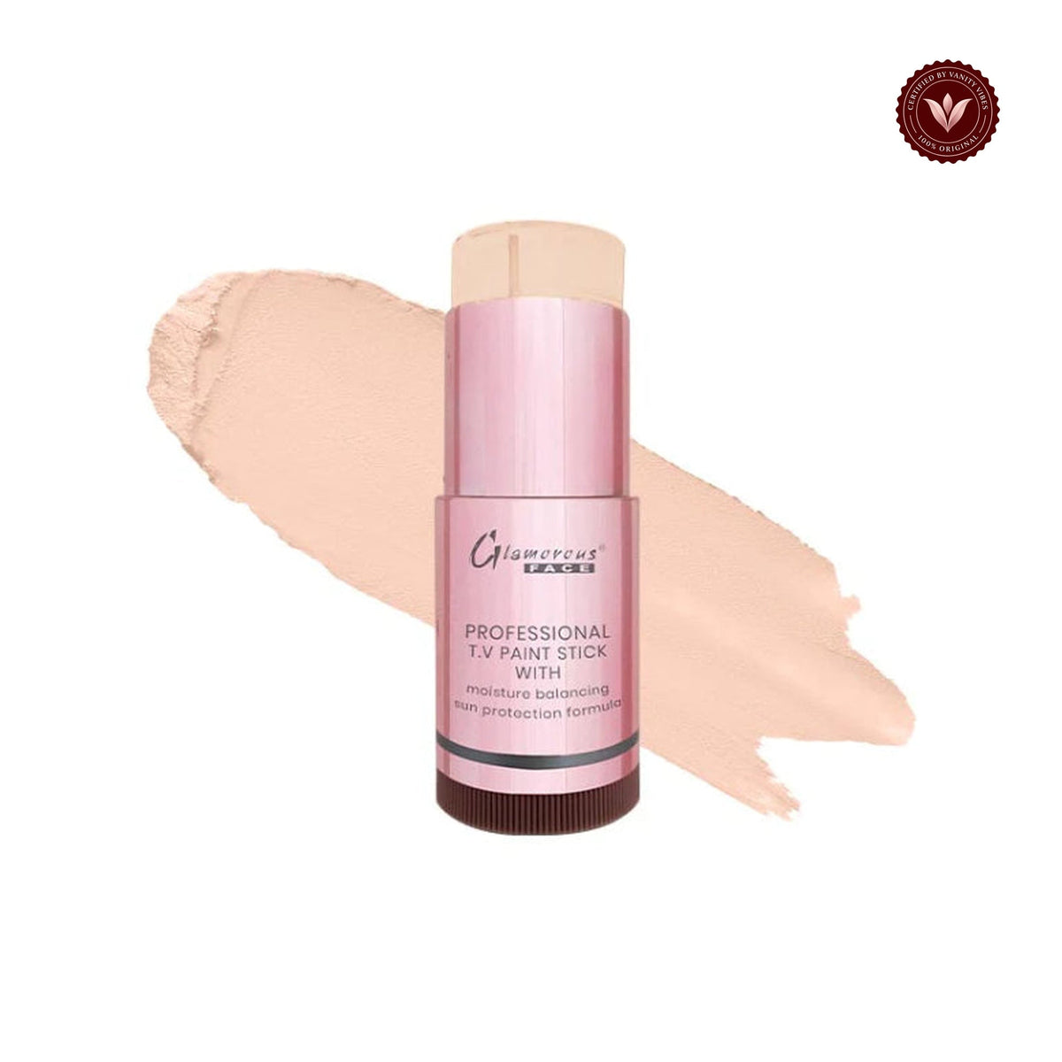 Glamorous Face Foundation Stick (GF 1W) white-background product image with Vanity Vibes badge