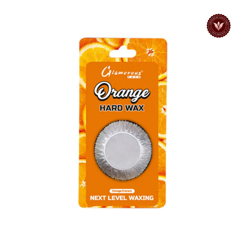 Glamorous Face Hard Wax, Smooth, Long-Lasting Hair Removal (Orange) white-background product image with Vanity Vibes badge