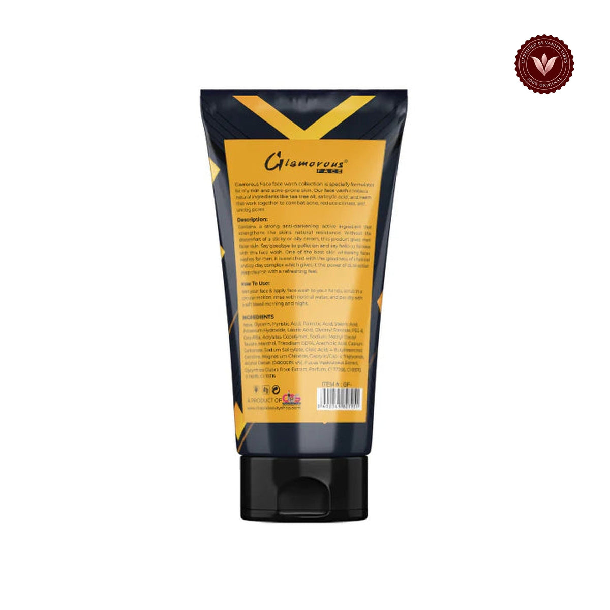 Glamorous Face Men Ultra Glow Face Wash Anti-Pollution white-background product image with Vanity Vibes badge