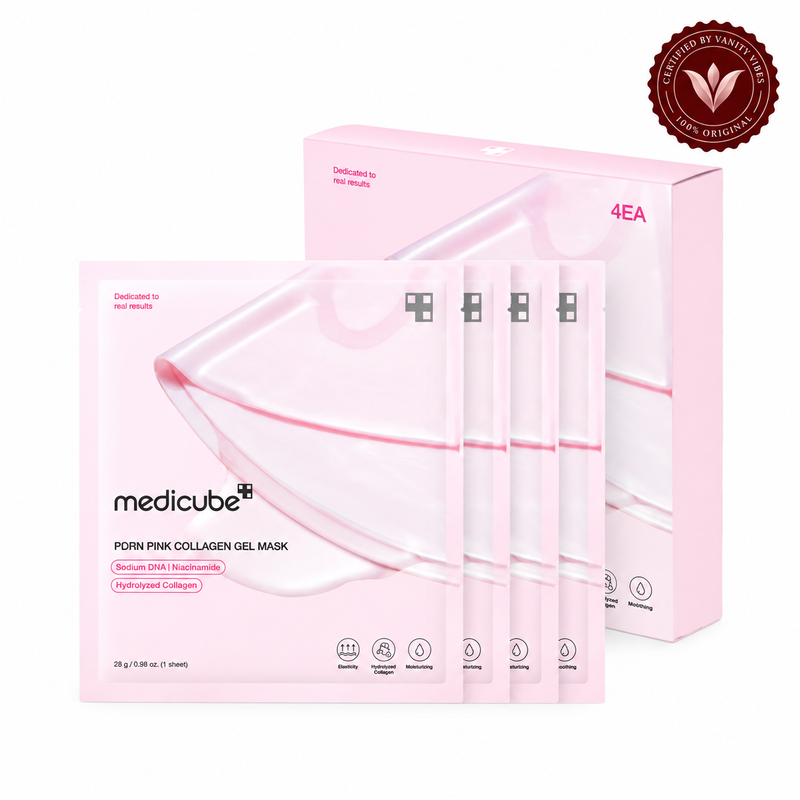 Medicube PDRN Pink Collagen Gel Mask 28g x 4ea (4 Sheets) — Vanity Vibes sealed product photo