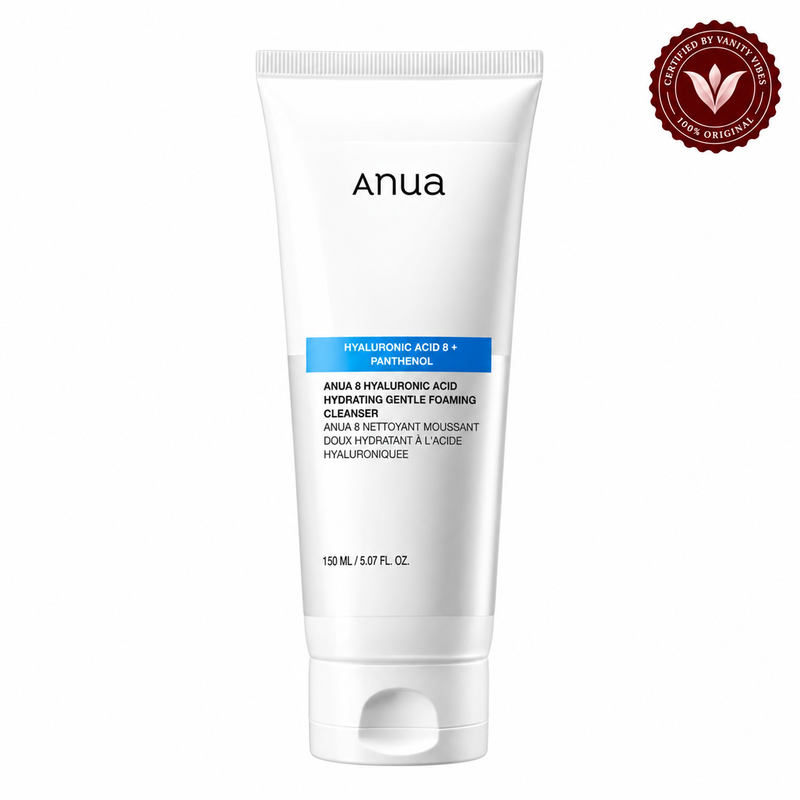 Anua 8 Hyaluronic Acid Hydrating Gentle Foaming Cleanser 150ml — Vanity Vibes sealed product photo