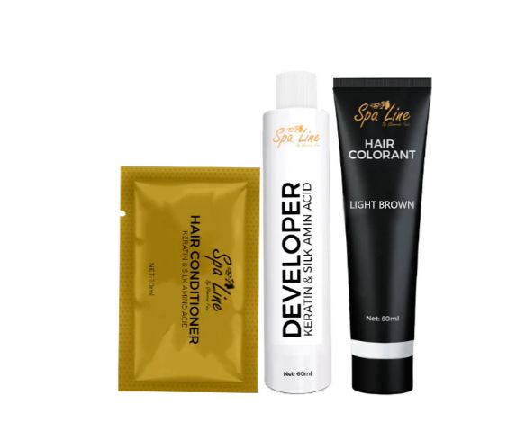 Spa Line Hair Color Cream Perfect Gray Coverage (Light Brown)