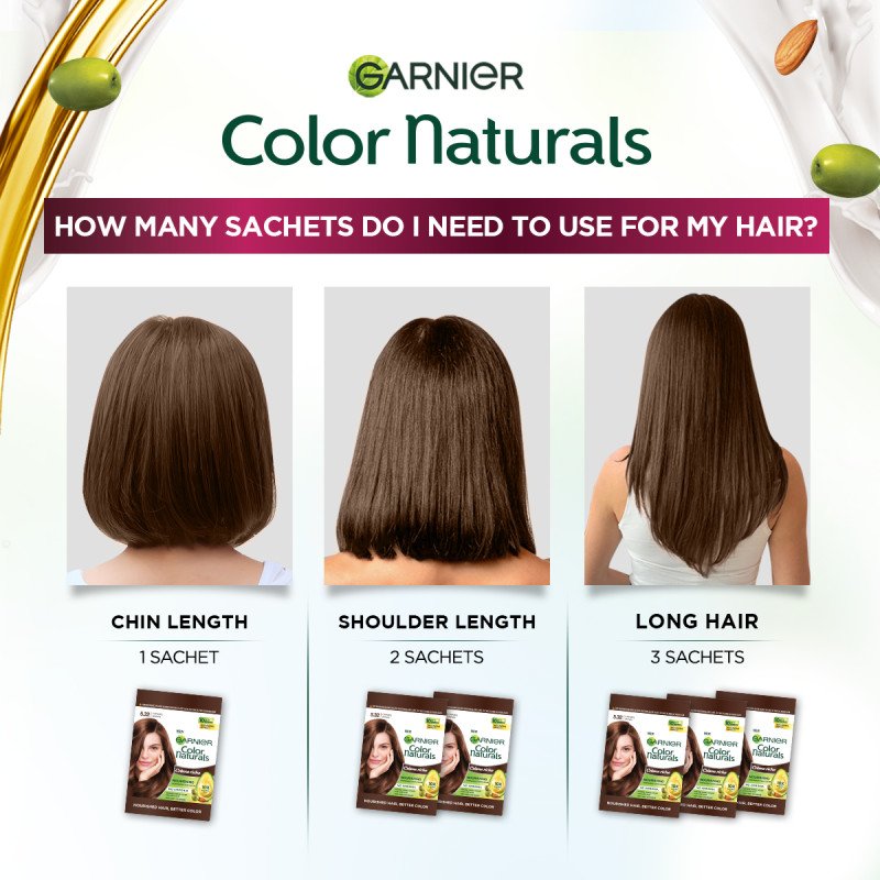 Garnier Color Naturals Hair Color Sachet 3.0 Darkest Brown 30 ml Nourishing & Long-Lasting Hair Color