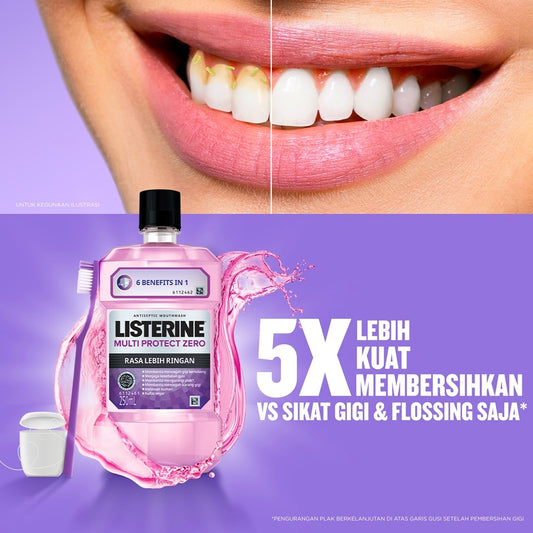 Listerine Multi Protect Zero Mouthwash 250ml Alcohol Free Oral Care for Fresh Breath & Healthy Gums
