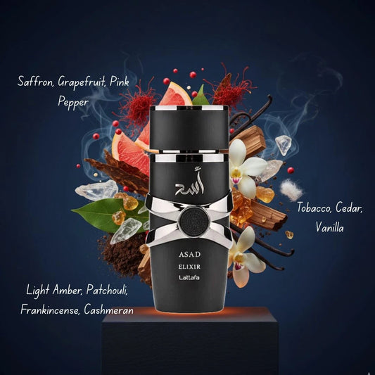 Lattafa Asad Elixir Eau de Parfum 100ml - Long Lasting Original Masculine Fragrance for Men