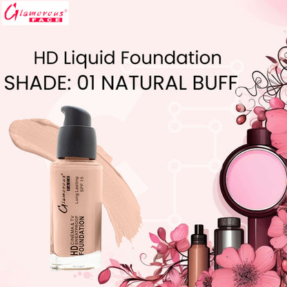 Glamorous Face HD Liquid Foundation (01 Natural Buff)