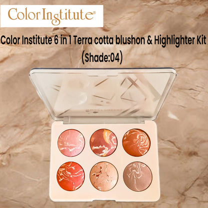 Color Institute 6 in 1 Terra cotta blushon & Highlighter Kit (Shade:04)