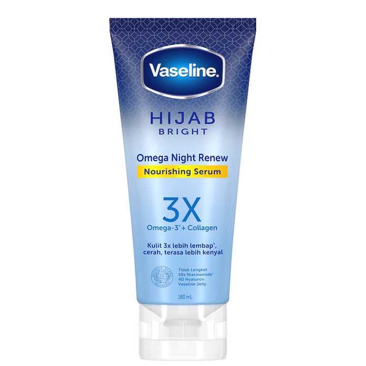 Vaseline Hijab Bright Omega Night Renew Nourishing Serum 180ml Deep Hydration & Skin Renewal