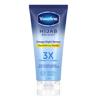 Vaseline Hijab Bright Omega Night Renew Nourishing Serum 180ml Deep Hydration & Skin Renewal