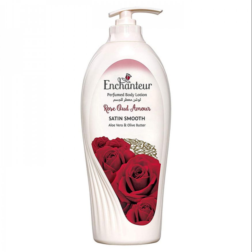 Enchanteur Rose Oud Amour Body Lotion 500ml with Aloe Vera & Olive Butter – Deep Moisturizing Perfumed Lotion for Soft, Smoot