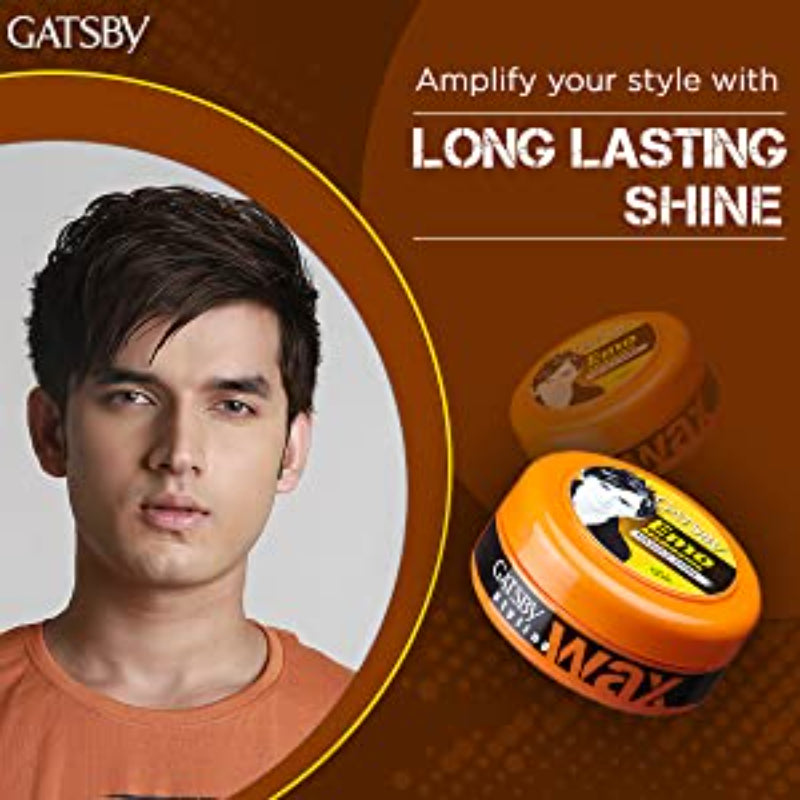 Gatsby Styling Wax Tough & Shine Orange 75g - Strong Hold Hair Wax for High Shine Finish, Long Lasting Control & Defined Styl