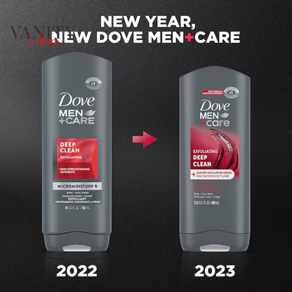Dove Men+Care Body and Face Wash Body Wash for Men Exfoliating Deep Clean with 24-Hour Nourishing Micromoisture Technology 53
