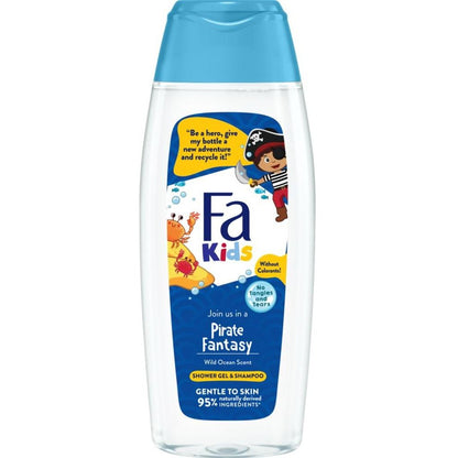 Fa Kids Join Us in a Pirate Fantasy Ocean Scent 2-in-1 Shower Gel & Shampoo 250ml – Gentle to Skin, 95% Naturally Derived Ing