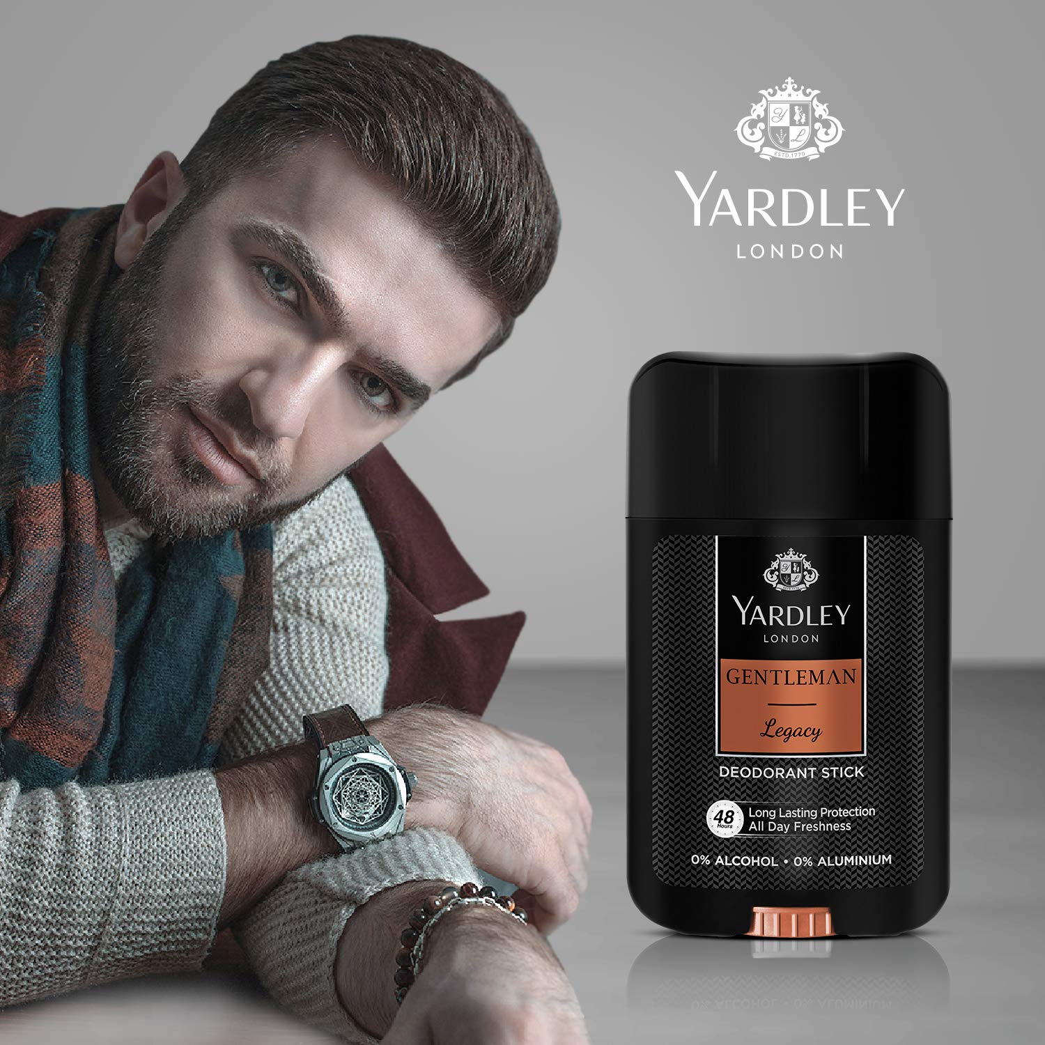 Yardley Gentleman Legacy Deodorant Stick 50ml - Long Lasting Fresh Masculine Fragrance Antiperspirant for Men