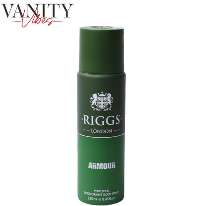 Riggs London Armour Perfumed Deodorant Body Spray 250ml Long-Lasting Bold & Masculine Fragrance