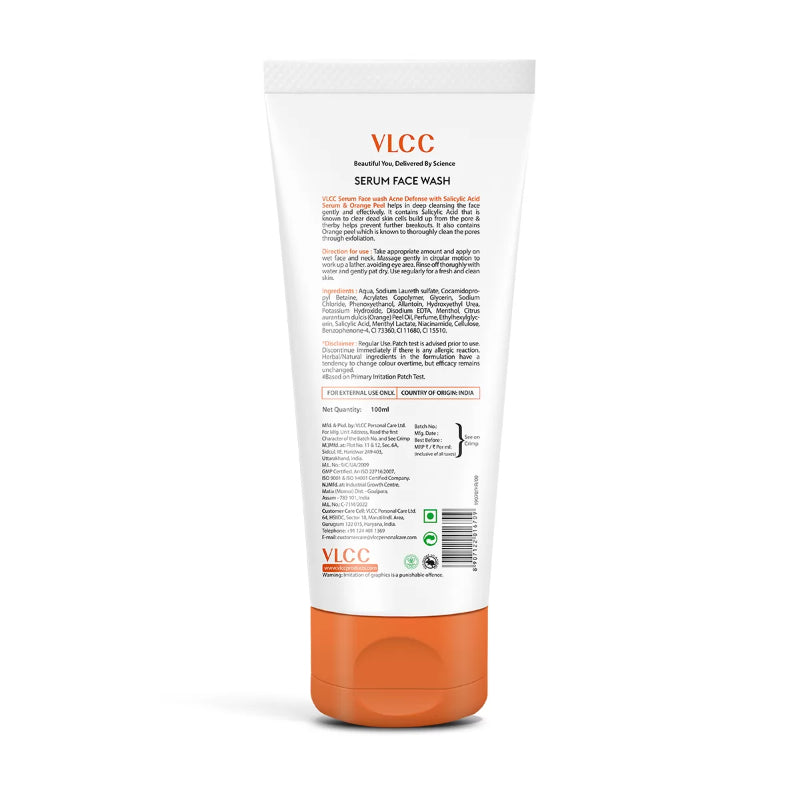 VLCC Acne Defense Serum Face Wash with Salicylic Acid & Orange Peel 150ml