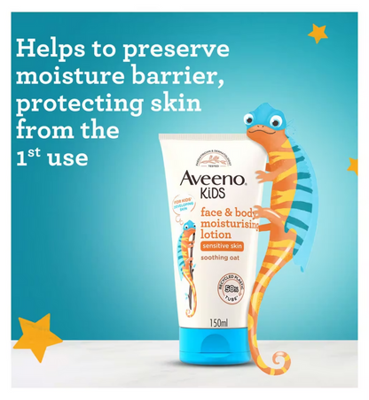 Aveeno Kids Face & Body Moisturising Lotion 150ml – Soothing Oat Formula for Sensitive Skin