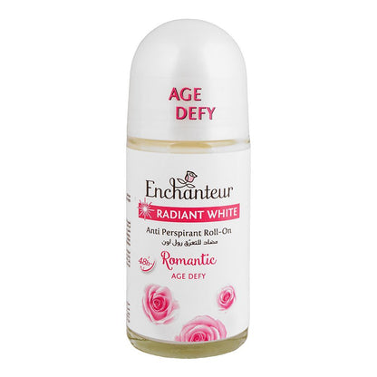 Enchanteur Age Defy White Romantic Roll-On Deodorant 50ml – Long Lasting Perfumed Antiperspirant for Women Brightening Fresh 