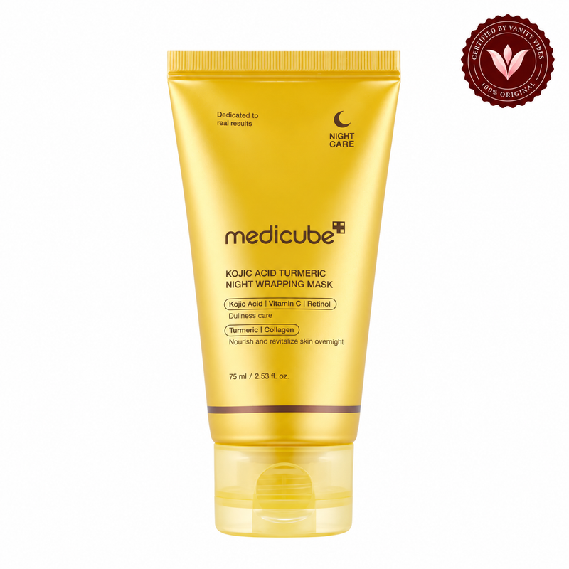 Medicube Kojic Acid Turmeric Night Wrapping Mask 75 ml Overnight Brightening & Skin Tone Repair (K Beauty) — Vanity Vibes sealed product photo