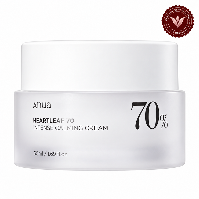 Anua Heartleaf 70% Intense Calming Cream 50 ml Soothes & Strengthens Sensitive Skin (K Beauty) — Vanity Vibes sealed product photo