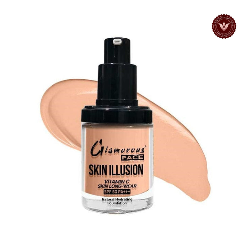 Glamorous Face Skin Illusion Vitamin C Liquid Foundation 25ml (SHADE:130) white-background product image with Vanity Vibes badge