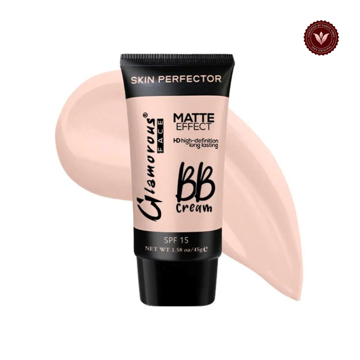 Glamorous Face Matte Effect BB Cream spf 15 (Shade:101 Beige) white-background product image with Vanity Vibes badge