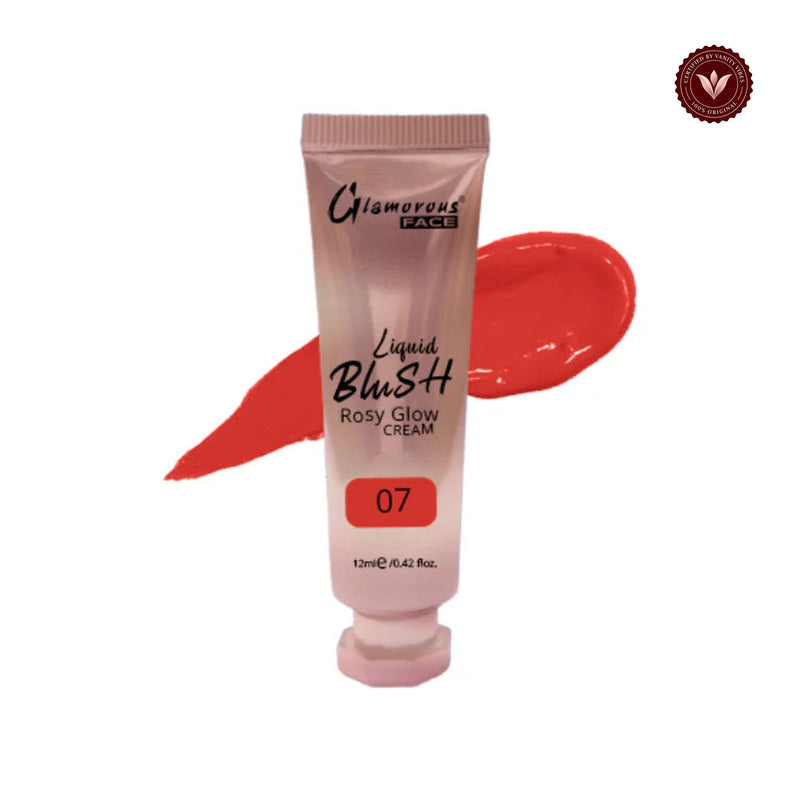 Glamorous Face Rosy Glow Liquid Blush Cream 12ml (Shade:07) white-background product image with Vanity Vibes badge