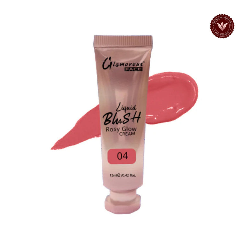 Glamorous Face Rosy Glow Liquid Blush Cream 12ml (Shade:04) white-background product image with Vanity Vibes badge