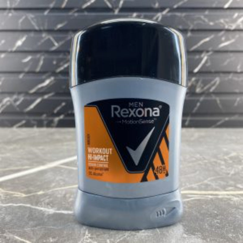 Rexona Men Antiperspirant Deodorant Stick 48 hour sweat & odor protection HI-Impact Workout with Motion Sense 40g