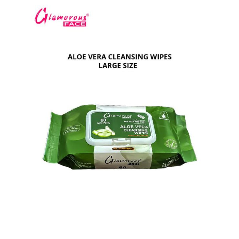 Glamorous Face Cleansing Makeup Remover Wipes Large 60 Pieces (ALOEVERA)