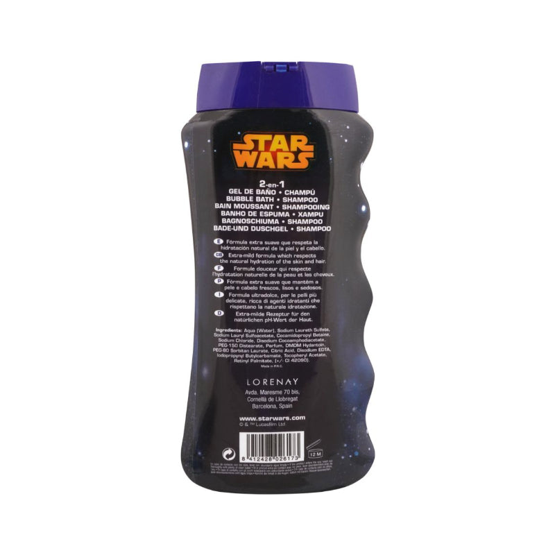 Lorenay Disney Star Wars 2-in-1 Bubble Bath & Shampoo 475ml - Gentle Kids Hair & Body Wash for Soft Cleansing, Tear-Free Form