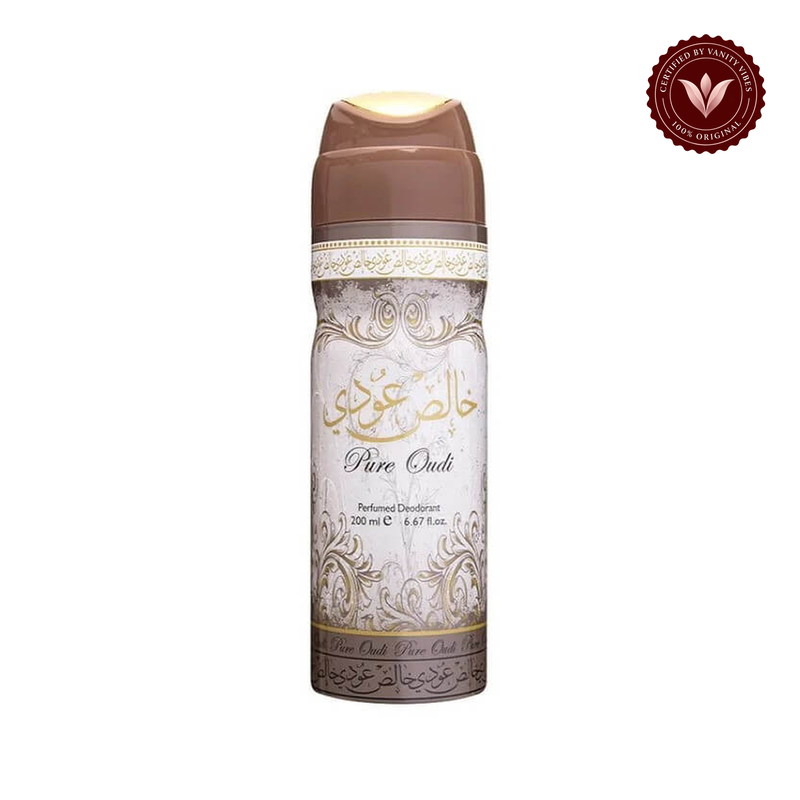 Lattafa Pure Oudi 200ml — alternate product view on white, with Vanity Vibes badge