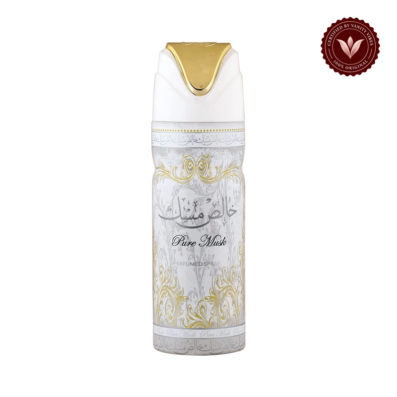 Lattafa Pure Musk 200ml — alternate product view on white, with Vanity Vibes badge