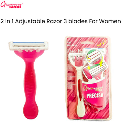 Glamorous Face 2 In 1 Adjustable Razor 3 blades For Women