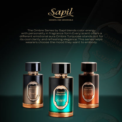 Sapil Ombre Turquoise Eau de Parfum for Men & Women 100ml - Long Lasting Fresh Aquatic Woody Fragrance Perfume with Citrus Ma