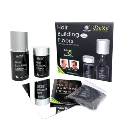 Dexe Hair Building Fibers 22 g with Hair Lock Spray 100 ml Instant Hair Thickening & Long-Lasting Hold