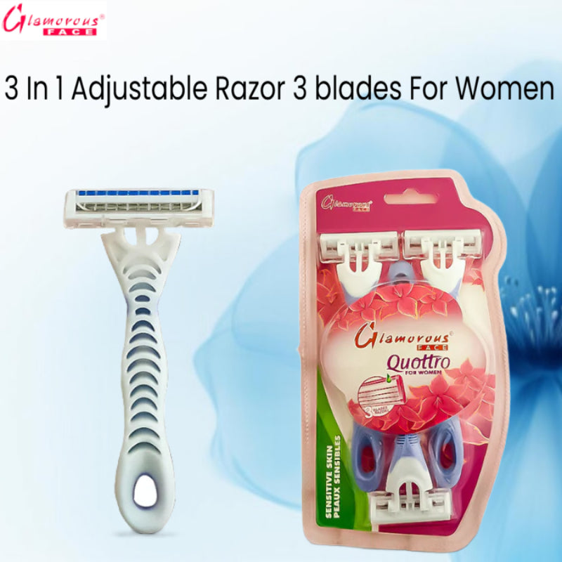 Glamorous Face 3 In 1 Adjustable Razor 3 blades For Women
