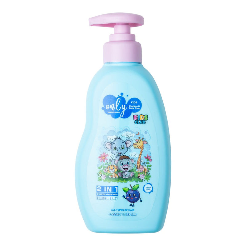 Only Kids Blueberry Shampoo 350ml - Gentle Tear-Free Kids Hair Care Shampoo for Soft Smooth Hair, Mild Cleansing, Nourishment