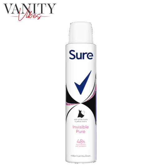 Sure Women Invisible Pure 48H Antiperspirant Deodorant Spray 200ml Long-Lasting Odor & Sweat Protection