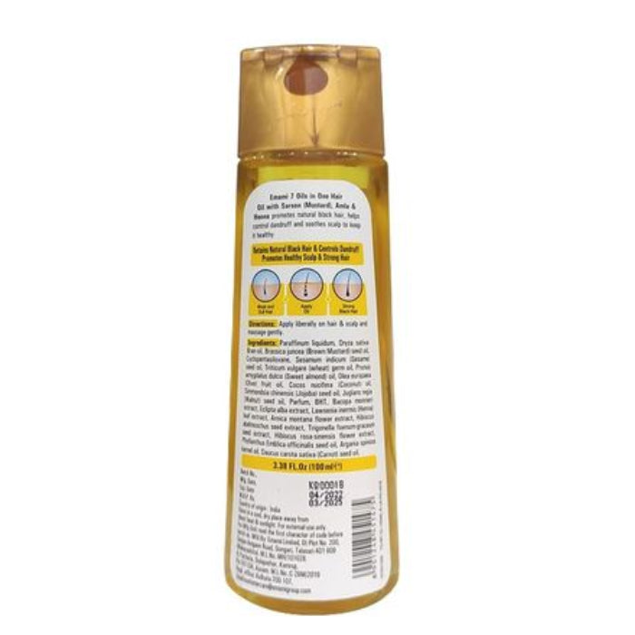 Emami 7 in 1 Mustard Hair Oil 100ml - Nourishing Hair Care Oil for Strong, Thick, Smooth & Healthy Hair Growth & Daily Use