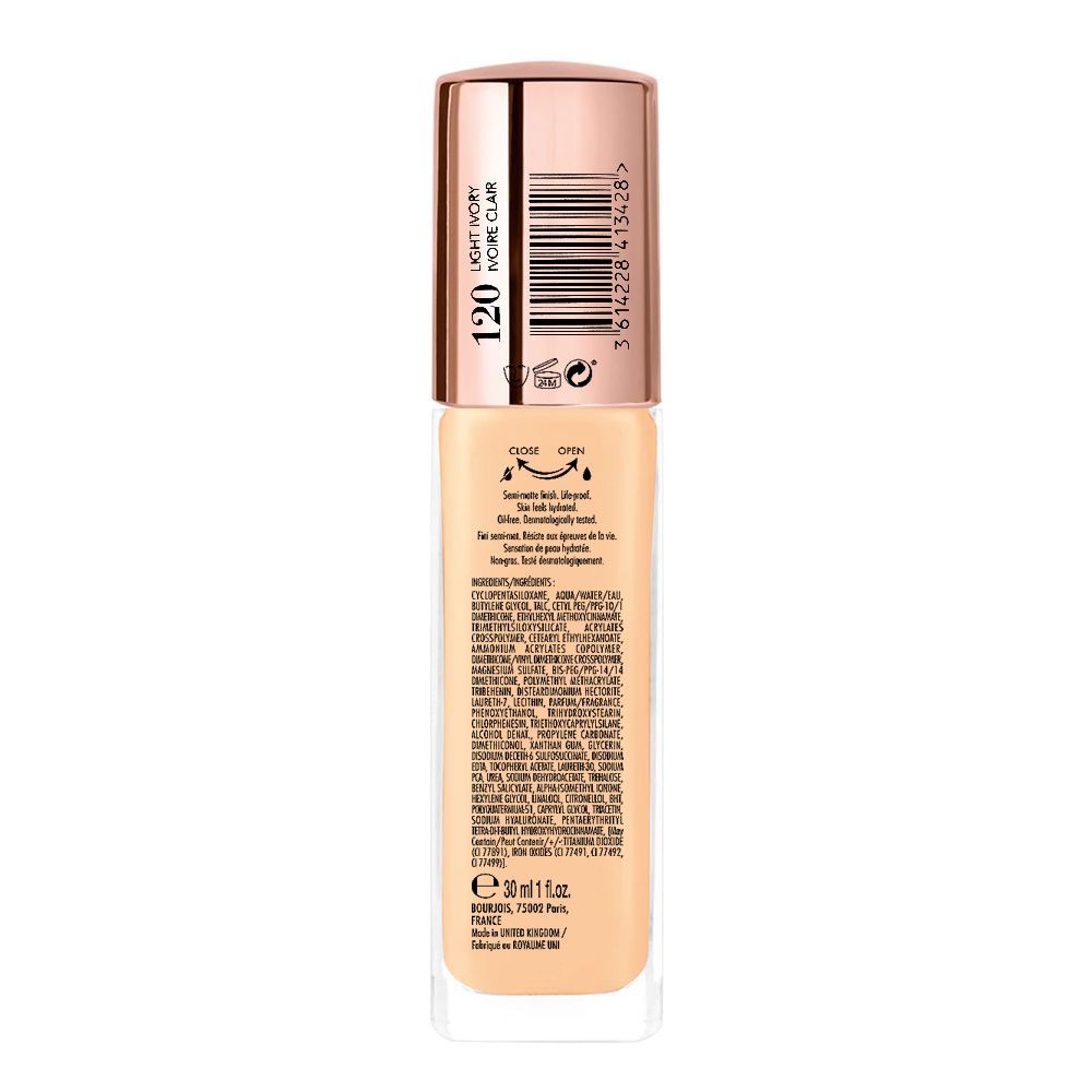 Bourjois Fabulous 24H Extreme Resist Full Coverage Foundation 120 Light Ivory