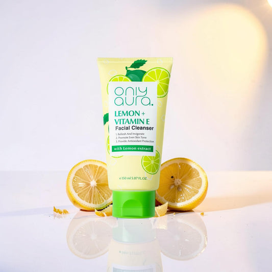 Only Aura Lemon Facial Cleanser 150ml - Deep Cleansing Skincare Face Wash for Oil Control, Dirt Removal, Brightening Glow & F