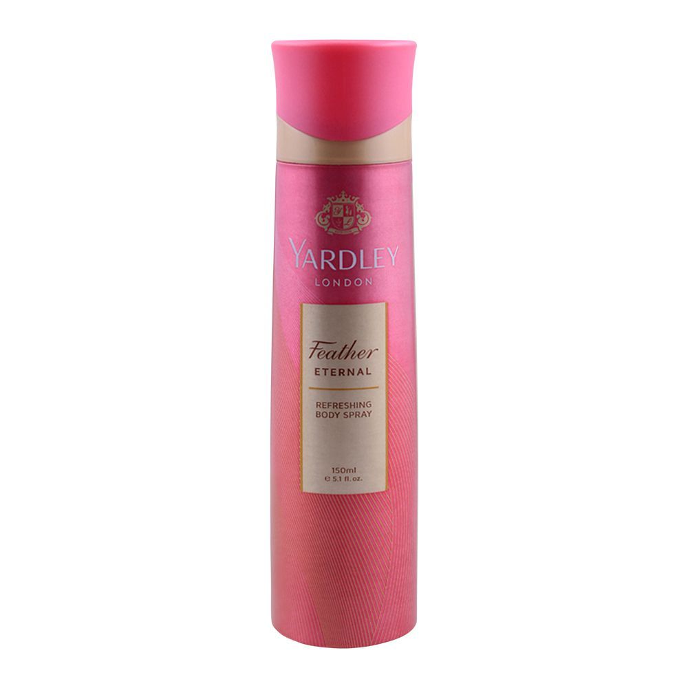 Yardley Feather Eternal Body Spray for Women 150ml - Long Lasting Elegant Floral Fragrance Mist with Soft Musk & Fresh Notes,