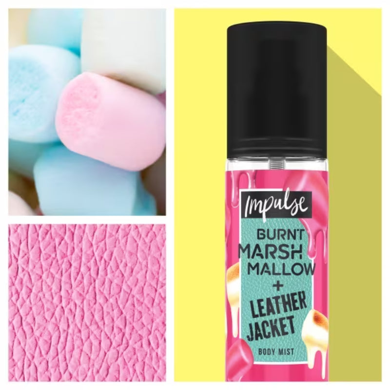 Impulse Burnt Marshmallow + Leather Jacket Body Mist 150ml – Long Lasting Body Mist for Women, Sweet Warm Fragrance, Daily Re
