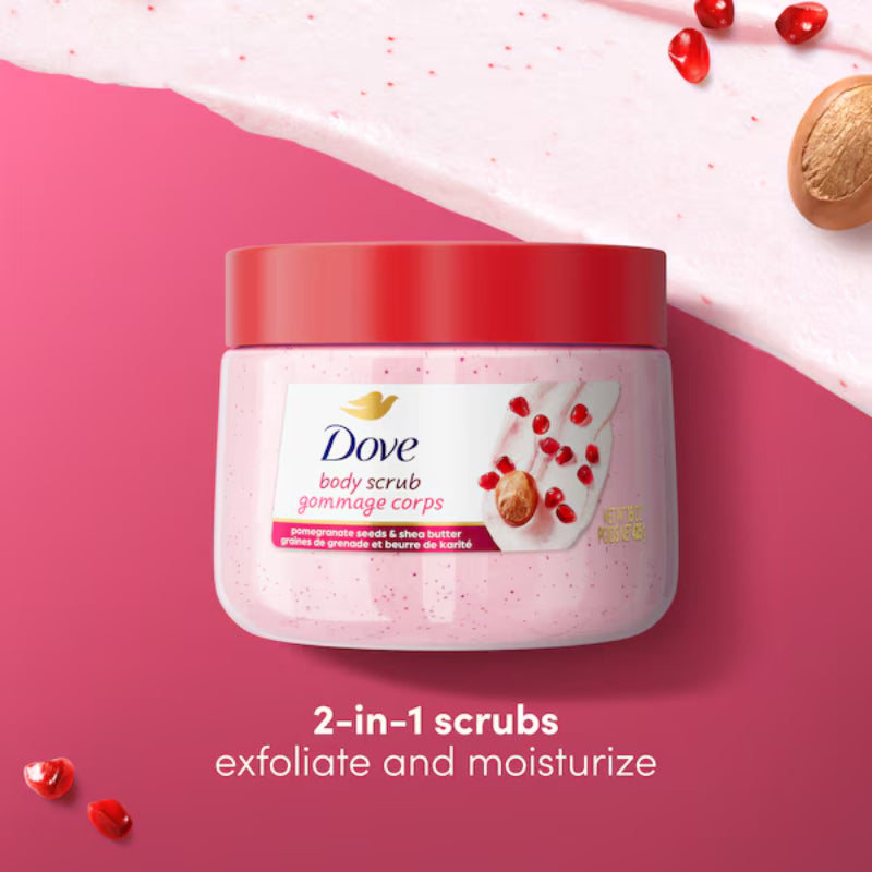 Dove Exfoliating Body Scrub Pomegranate Seeds & Shea Butter 425g - Gommage Corps Body Polish for Smooth & Soft Skin