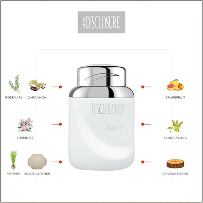 Disclosure White Eau De Toilette for Men 100ml – Long Lasting Fresh Citrus Woody Fragrance Perfume with All Day Confidence, C